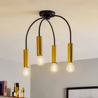 Lampy sufitowe - Lampa sufitowa Loppe, 4-punktowa, czarna/złota - miniaturka - grafika 1