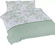 Pościel - Matex Pościel bawełniana 160x200 Liście geometria biała zielona Universal - miniaturka - grafika 1