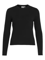 Koszulki i topy damskie - Vila Damski top z dzianiny z długim rękawem, czarny, XL - miniaturka - grafika 1