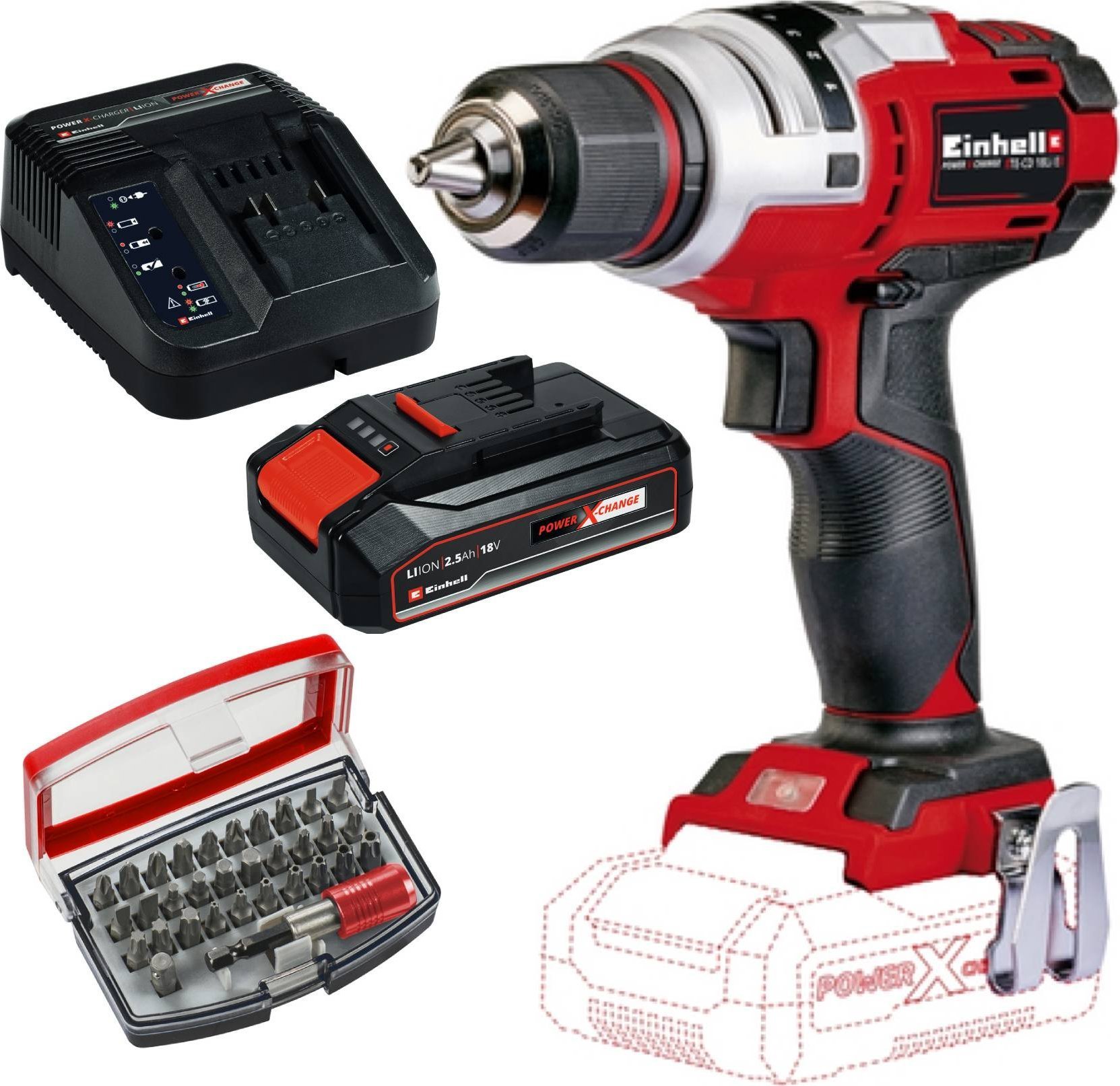 Einhell TE-CD 18 Li E 18 V 1 x akumulator 2.5 Ah