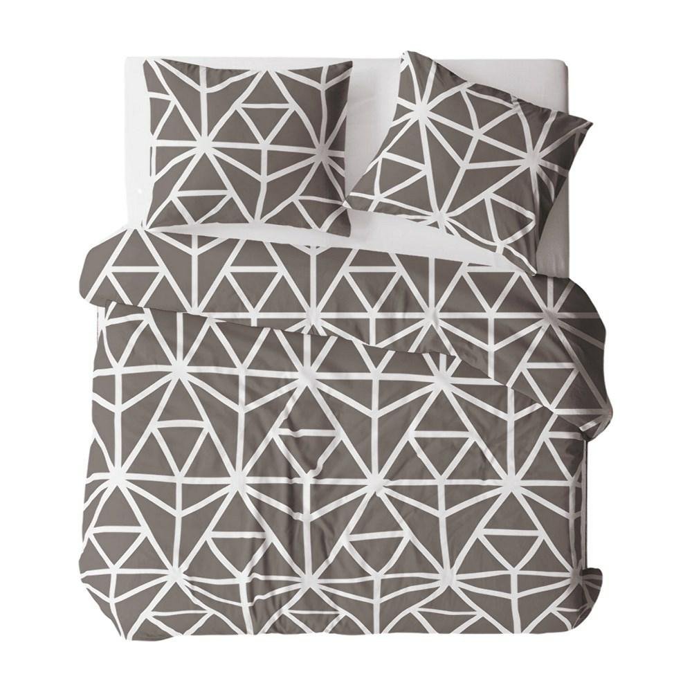 Pościel z kory 180x200 szara ciemna biała geometryczna Bielawa KARO