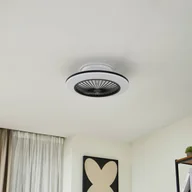 Wentylatory sufitowe - Lindby Wentylator sufitowy LED Mamuti, czarny, cichy, Ø 55 cm - miniaturka - grafika 1