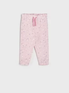 Spodnie i spodenki dla dziewczynek - Sinsay - Spodnie dresowe jogger - różowy - grafika 1