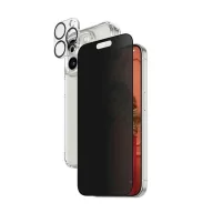 Etui i futerały do telefonów - Zestaw PanzerGlass Privacy Bundle 3in1 etui przezroczyste + szkło prywatyzujące + osłona aparatu do iPhone 15 Pro - miniaturka - grafika 1