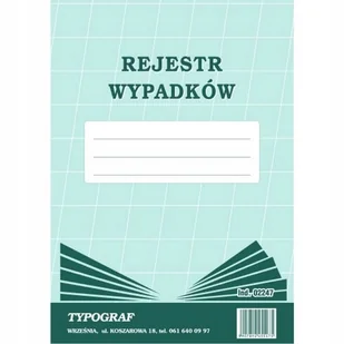 DRUK REJESTR WYPADKÓW A4 20 KARTEK TYPOGRAF - Druki akcydensowe - miniaturka - grafika 1