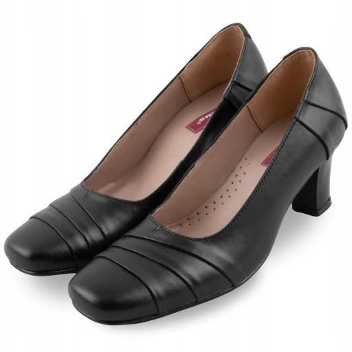 Półbuty Damskie Galowe Buty Czarne Eleganckie Skórzane 38