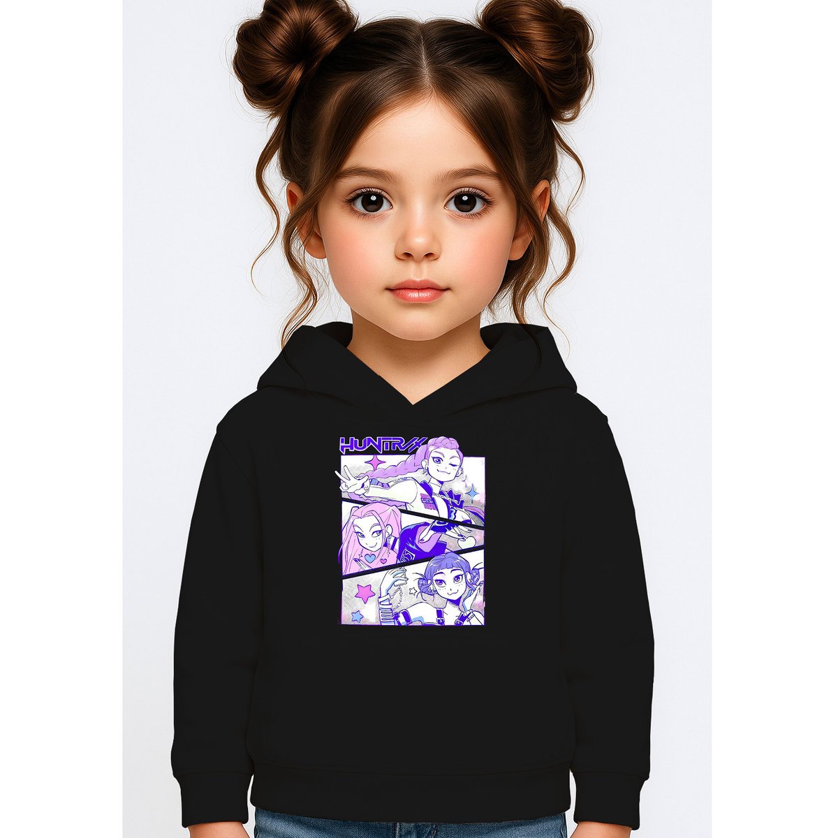 BLUZA DZIECIĘCA K-POPOWE ŁOWCZYNIE DEMONÓW HUNTRIX 134-140 Z KAPTUREM