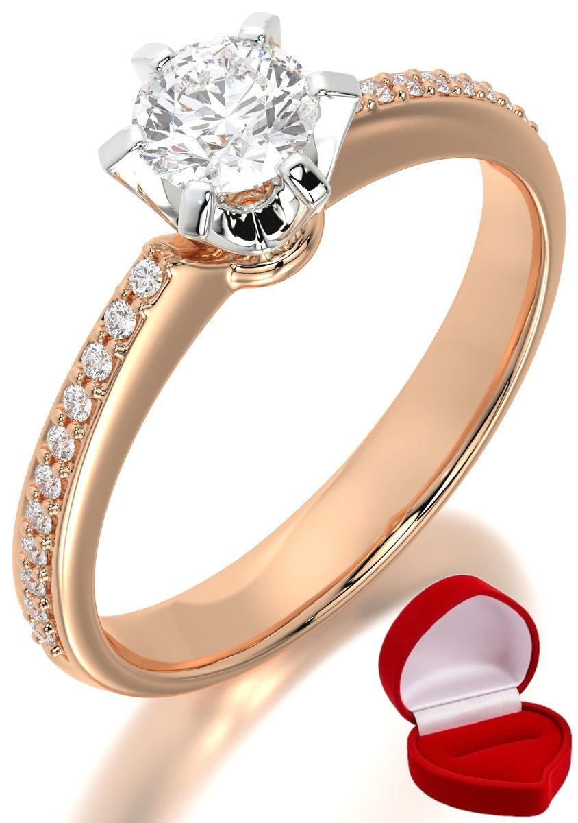 ZŁOTY PIERŚCIONEK ZARĘCZYNOWY 585 14k SZAFIR 0,30 ct RÓŻOWE ZŁOTO R16