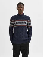 Swetry męskie - Selected Homme Golf Flake 16081554 Granatowy Regular Fit - miniaturka - grafika 1
