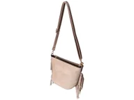 Torebki damskie - Torebka Damska, Mała Modna Listonoszka Na Ramię, Miejska, Eko-Zamsz, Beżowy - miniaturka - grafika 1