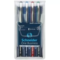 Schneider Zestaw piór kulkowych One Business, 0,6 mm, 4szt., miks kolorów SR183094 - Pióra kulkowe - miniaturka - grafika 1
