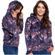 Bluzy damskie - Bluza Damska Welurowa z Kapturem Kieszeń Kangurka Miękka Wygodna MORAJ XL - miniaturka - grafika 1