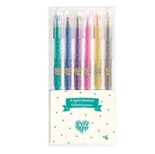 Przybory szkolne - Djeco Zestaw 6 Długopisów Żelowych Brokatowych - Djeco DD03755 - miniaturka - grafika 1