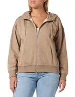 Bluzy damskie - GANT Damska bluza z kapturem Rel Shield Zip Hoodie, Desert Brown, XL - miniaturka - grafika 1
