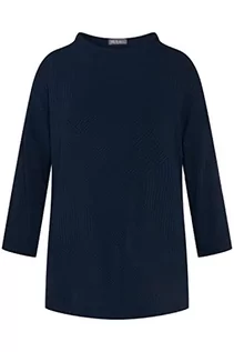 Bluzy damskie - Ulla Popken Damska bluza dresowa z kołnierzem, ciemny morski, 50-52 - grafika 1
