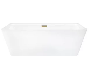 Wanna przyścienna wolnostojąca Corsan E019 Iseo 150 cm z szeroką krawędzią i wykończeniem złotym - Wanny - miniaturka - grafika 1