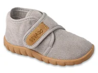 Buty dla dziewczynek - Kapcie dziecięce Befado 465P156 domowe na rzepy szare wysokie-23 - miniaturka - grafika 1