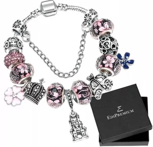 Modułowa Srebrna Bransoletka Charms Koraliki Beads - Bransoletki - miniaturka - grafika 1