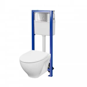 CERSANIT S701-733 Zestaw podtynkowy Moduo miska 52,5cm + deska + stelaż + przycisk - Stelaże i zestawy podtynkowe do WC - miniaturka - grafika 1