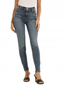 Spodnie damskie - Guess Jeansy Rurki Wysoki Stan Klasyczne Niebieskie 25 Gxb - miniaturka - grafika 1