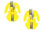 Dekoracje i nakrycia stołu na imprezę - Etui na sztućce z miękkiego filcu - Zajączek Wielkanocny - 2 szt. - miniaturka - grafika 1