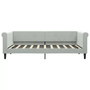 Sofa z funkcją spania, jasnoszara, 90x190 cm, obita aksamitem Lumarko! - Łóżka - miniaturka - grafika 4