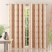 Zasłony - Zasłona Kamea złota na przelotkach z czarnym wzorem 170x250cm - miniaturka - grafika 1