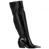 Kozaki damskie - Czarne muszkieterki skórzane na obcasie CARINII - Carinii - miniaturka - grafika 1