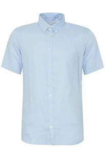 CASUAL FRIDAY CFAnton 100% lniana koszula męska z krótkim rękawem, koszula męska, kołnierzyk zapinany na guziki, jednokolorowa, regularny krój, Chambray Blue (154030), L - Koszule męskie - miniaturka - grafika 1