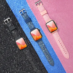 Kingxbar Crystal Fabric Band pasek bransoletka do Watch 6 / SE / 5 / 4 / 3 / 2 (40mm / 38mm) silikonowy pasek kryształowa opaska różowy - Etui i futerały do telefonów - miniaturka - grafika 9