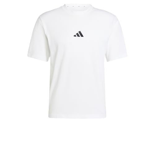 adidas Mężczyźni ESSENTIALS SMALL LOGO SINGLE JERSEY TEE, White/Black, M