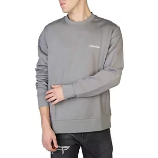 Calvin Klein Męska bluza z mikro logo Repreve Heavy yweight Knits, Szary asfalt, S - Bluzy męskie - miniaturka - grafika 1
