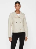 Płaszcze damskie - Vila Płaszcz przejściowy Vipoka 14092196 Écru Relaxed Fit - miniaturka - grafika 1