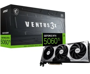 MSI VENTUS GeForce RTX 5060 TI 16G 3X OC NVIDIA 16 GB GDDR7 GEFORCE RTX 5060 TI 16G VENTUS 3X OC - Karty graficzne - miniaturka - grafika 1