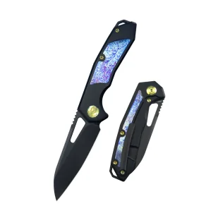 Nóż składany Kubey KB Knives Vagrant Black Titanium/Timascus, Black DLC CPM S35V by Maksim Tkachuk (KB284I) - Noże - miniaturka - grafika 1