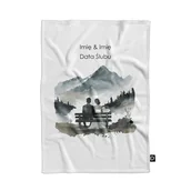 Koce - Koc pluszowy ślubny wzór LS22 | para młoda w górach 135 x 100 cm - miniaturka - grafika 1