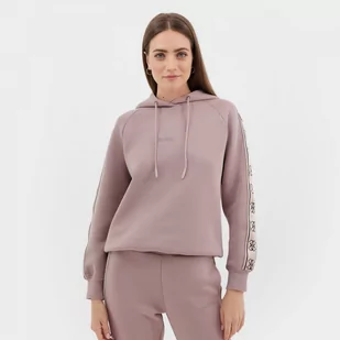 Damska bluza dresowa nierozpinana z kapturem Guess Britney Hooded - różowa - GUESS - Bluzy sportowe damskie - miniaturka - grafika 1