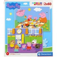 Puzzle - Clementoni Puzzle 2x60 Super Kolor Świnka Peppa - - miniaturka - grafika 1