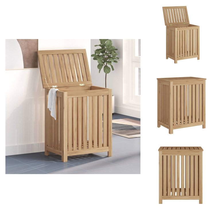 vidaXL Kosz na pranie 50x35x60 cm z litego drewna tekowego - Kosze na pranie