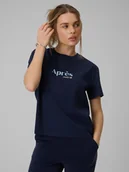 Koszulki i topy damskie - 4F T-shirt boxy z nadrukiem damski - granatowy XS - miniaturka - grafika 1