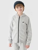 Bluzy dla chłopców - 4F Bluza dresowa rozpinana z kapturem chłopięca - chłodny jasny szary 140 (9-10 lat) - miniaturka - grafika 1