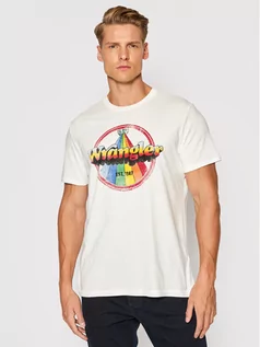 Koszulki męskie - Wrangler T-Shirt Rainbow W7J9D3737 Biały Regular Fit - grafika 1