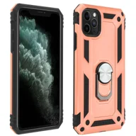 Etui i futerały do telefonów - Apple iPhone 11 Pro Max Etui Bi Material Sztywny miękki magnetyczny stojak z pierścieniem Różowe złoto - miniaturka - grafika 1