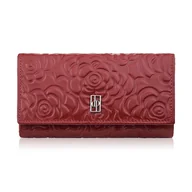 Portfele - Czerwony portfel damski skórzany w kwiaty duży Paolo Peruzzi AL-14-RD - miniaturka - grafika 1