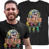 Koszulki męskie - Koszulka dla taty GANG TATY TATOZAUR prezent męski urodziny nadruk - miniaturka - grafika 1
