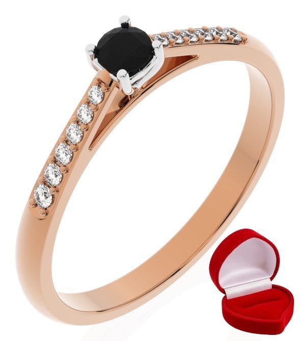 ZŁOTY PIERŚCIONEK ZARĘCZYNOWY 585 14k BRYLANT CZ. 0,09 ct RÓŻOWE ZŁOTO R29
