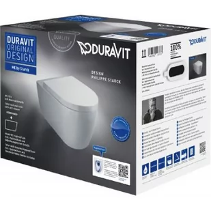 Duravit ME by Starck Zestaw Toaleta WC 57x37 cm bez kołnierza HygieneFlush + deska wolnoopadająca biały Alpin 45790920A1 - Miski WC - miniaturka - grafika 1