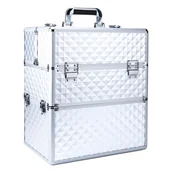 Kosmetyczki, organizery i kuferki - Allepaznokcie Kuferek kosmetyczny XXL dwuczęściowy M-3N - biały DIAMENT (bez kratki, bez paska) K107-25HA - miniaturka - grafika 1