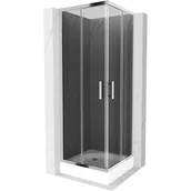 Kabiny prysznicowe - Mexen Rio kabina prysznicowa kwadratowa 70x70 cm, grafit, chrom + brodzik Rio, biały - miniaturka - grafika 1