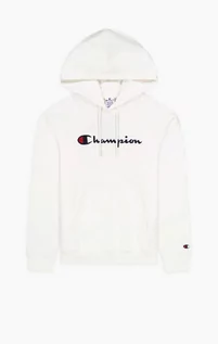 Kurtki i kamizelki sportowe damskie - Damska bluza dresowa nierozpinana z kapturem CHAMPION LEGACY Hooded Sweatshirt - biała - grafika 1